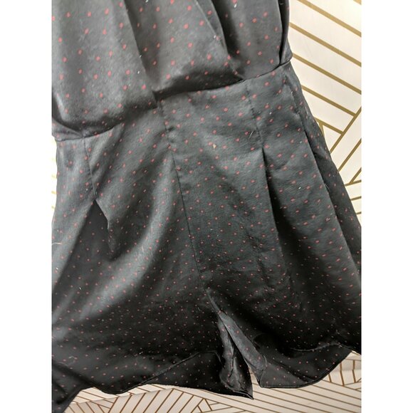 Zara Women's Sleeveless Polka Dot Black Red Romper Tie Back Size Medium - Picture 5 of 9